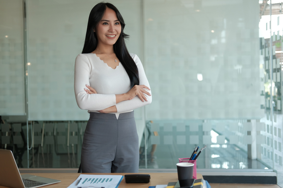 Asian Executive Businesswoman Smiling at the Office 